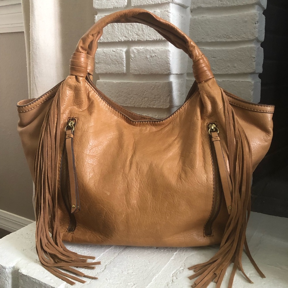 Leather Fringed Hobo Shoulder bag